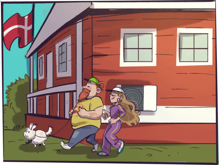 Luft til luft varmepumpe med aircondition fra Panasonic og fjernbetjening