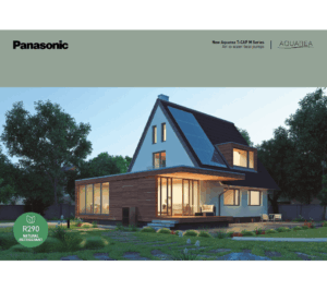 Brochure for Panasonic luft til vand varmepumper, som du kan leje eller købe hos Nærvarme Danmark