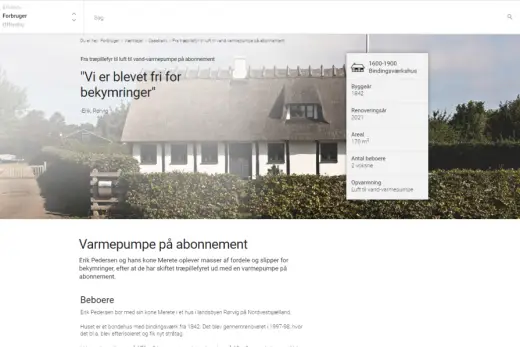 Energistyrelsen taler med en af Nærvarme Danmarks kunder om vores varmepumpe på abonnement.