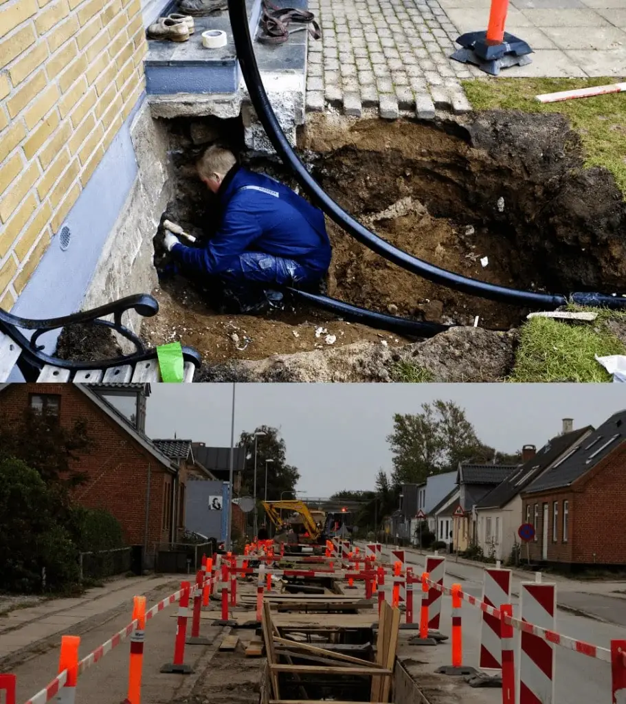 Gravearbejde og installation ved etablering af fjernvarme